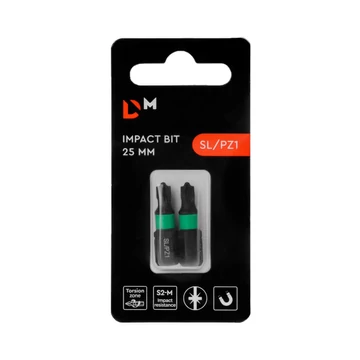 Torziós ütvecsavarozó bit Dnipro-M SL/PZ1 25 mm (2 db)