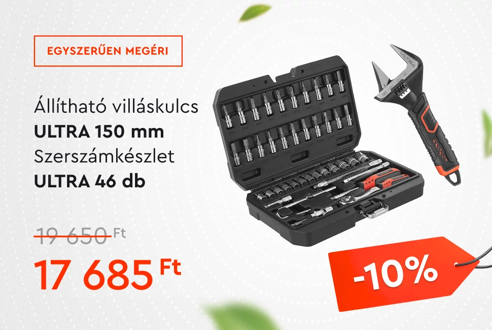 Szerszámkészlet Ultra 46 db 1/4 + Allítható vulláskulcs Ultra 150 mm